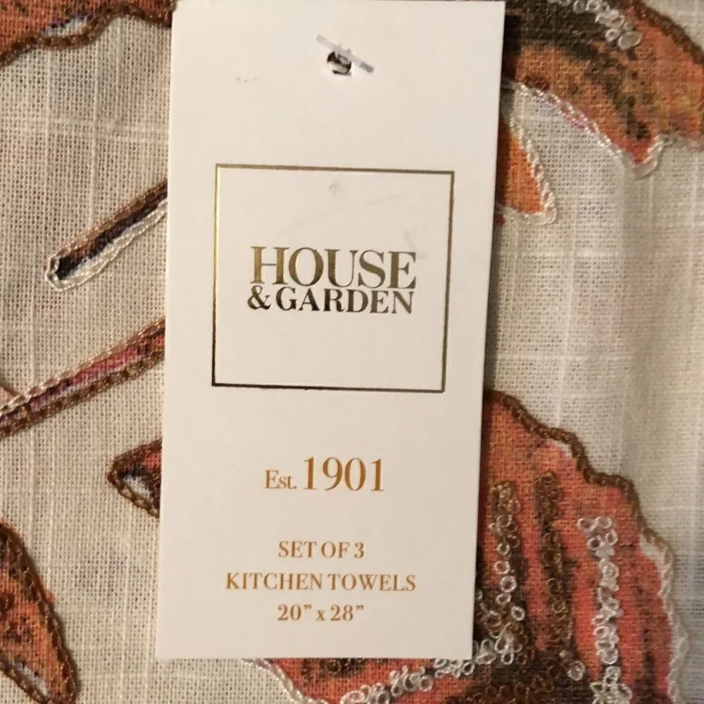 HOUSE & GARDEN Set of 3 Cotton Fall Harvest Kitchen Towels